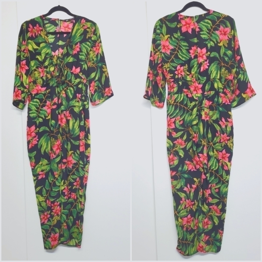 Zara black floral long sleeve jumper size M